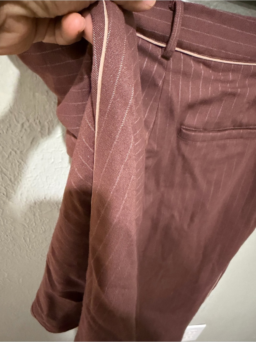 Women's Rust Pinstripe Pleated Trousers Size MP EUC - Picture 4 of 5